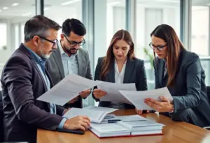 Investors reviewing documents related to the class action lawsuit against Jayud Global Logistics.