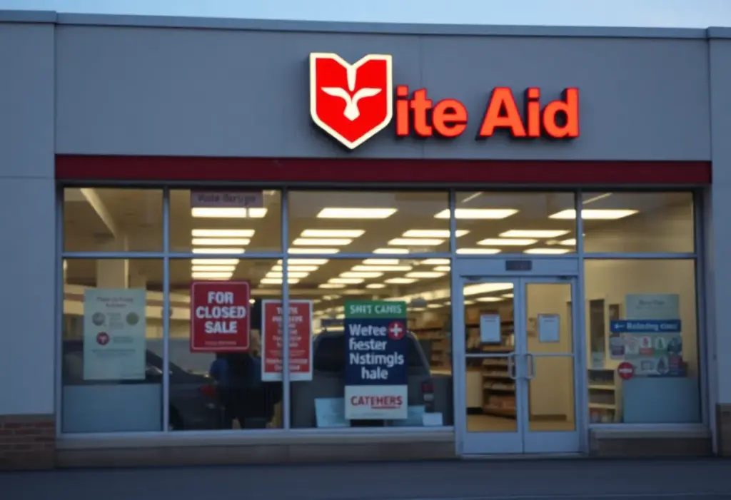 Exterior view of a closed Rite Aid pharmacy store