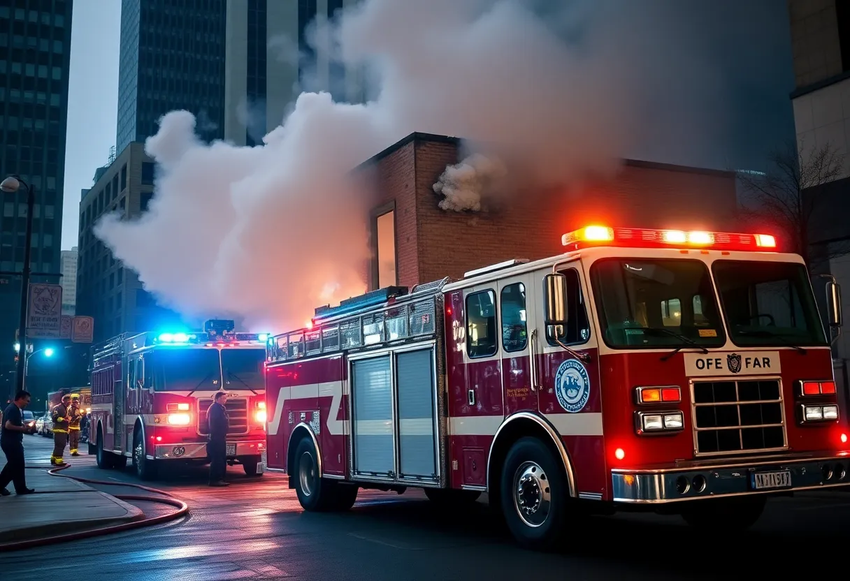 Firefighters battling a blaze at a vacant commercial building in San Diego