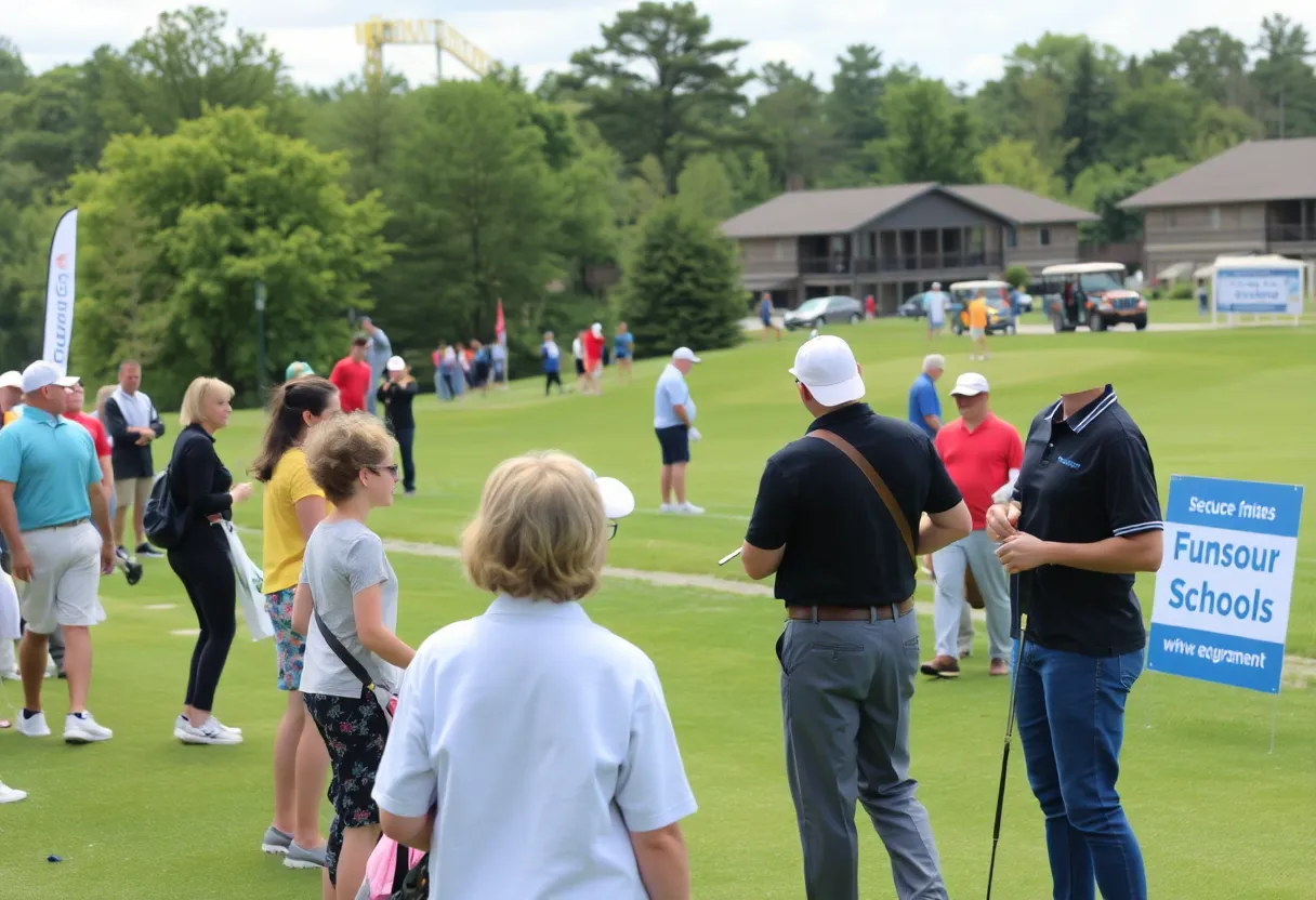 Participants in a golf tournament raising funds for San Diego schools