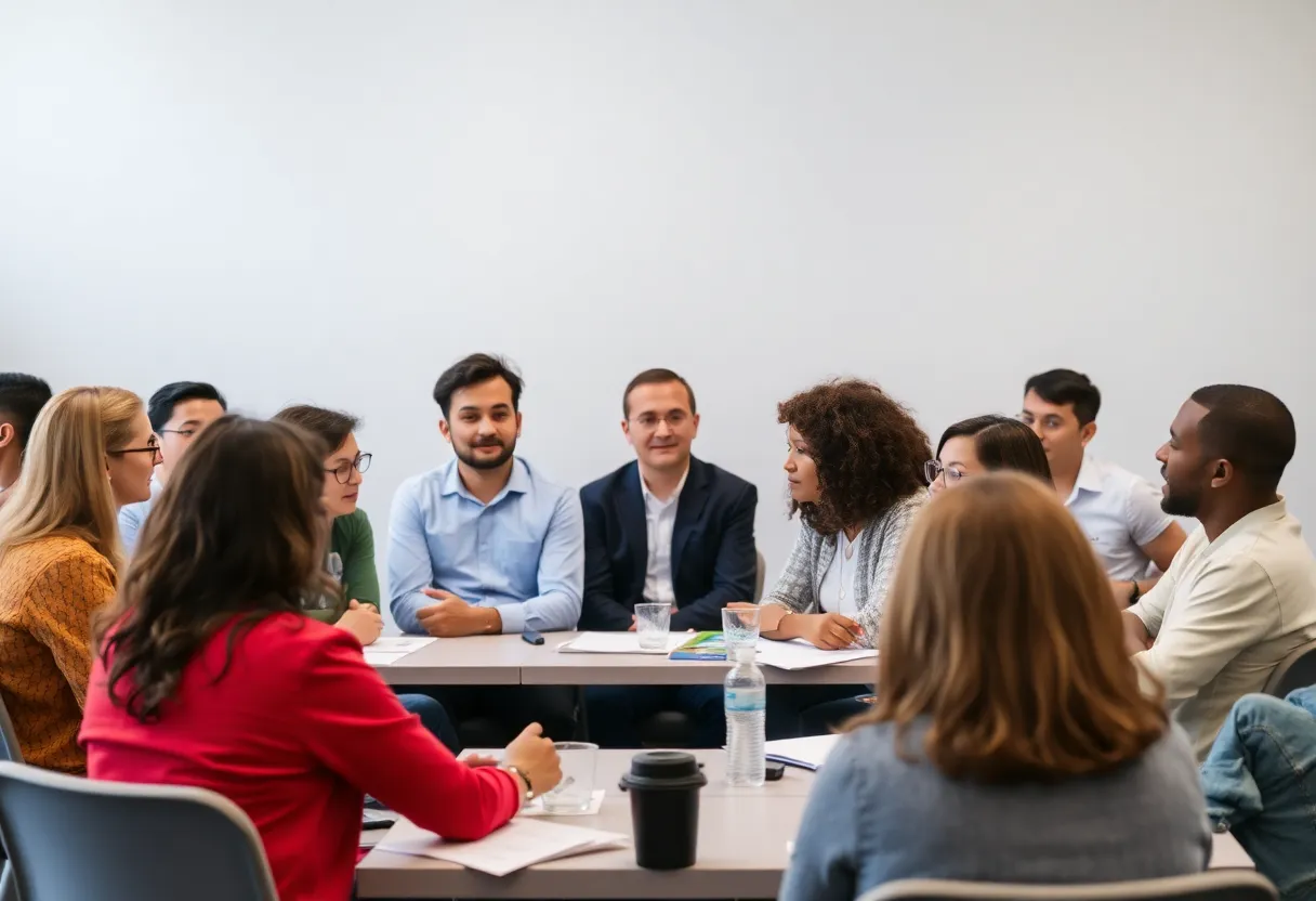 People engaging in a community discussion about mental health and CARE Court program changes.