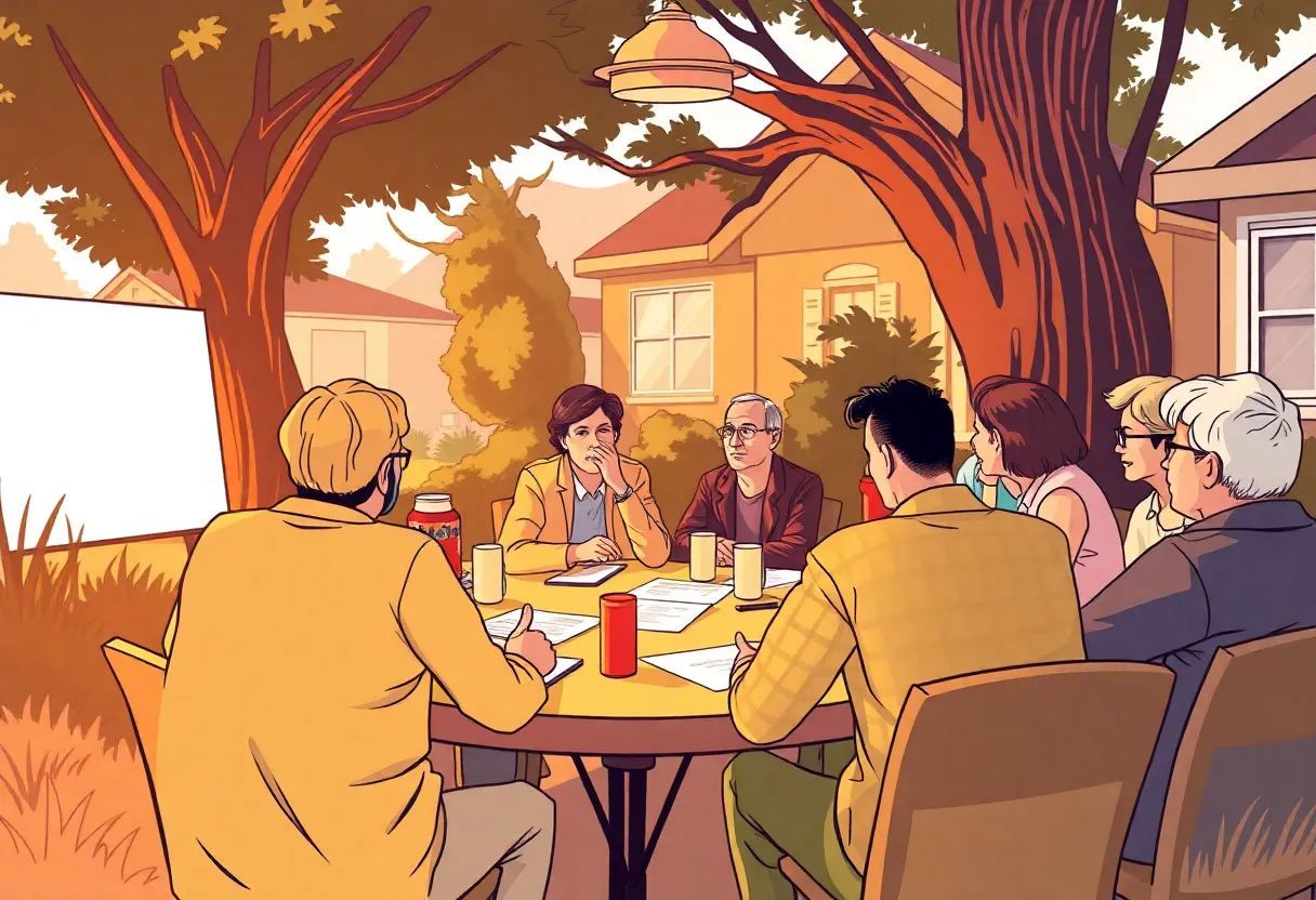 Residents discussing wildfire preparedness in Del Mar Mesa