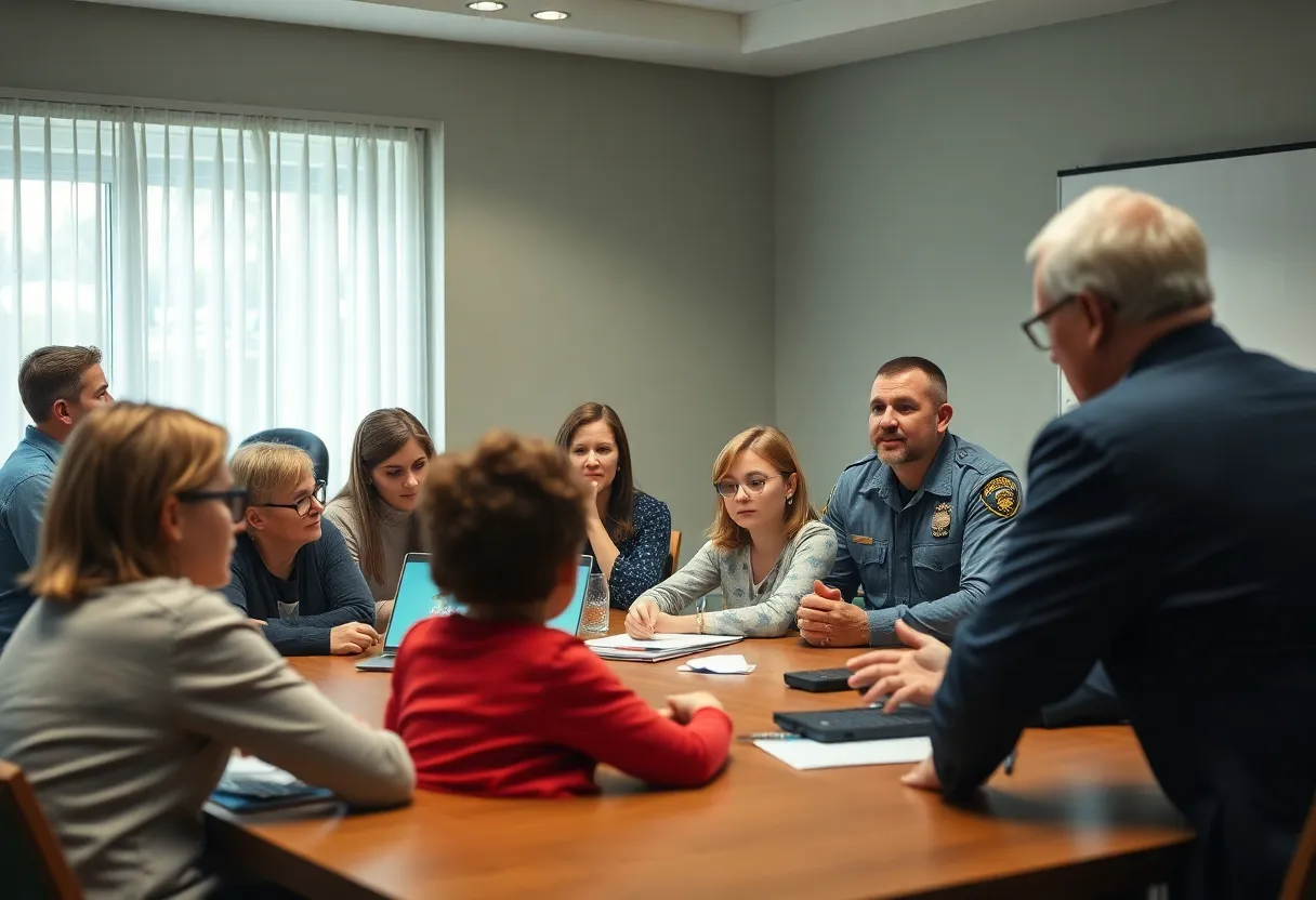 Parents and law enforcement discussing child safety online