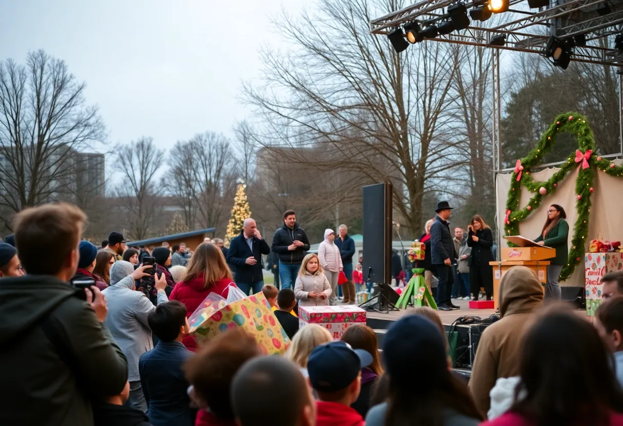 Community members gathering for the Coronado Toy Drive and Hip-Hop Celebration