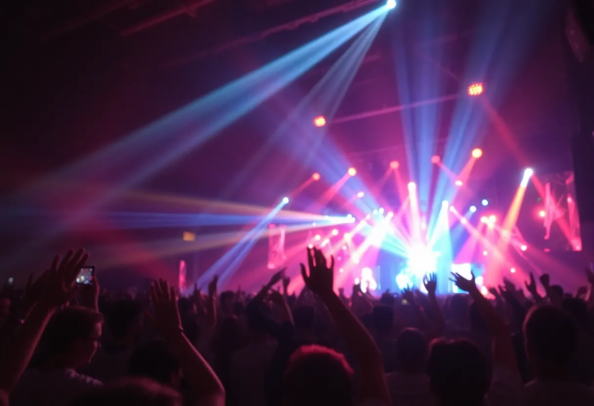 Energetic audience at a live electronic pop concert