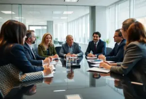 Political meeting discussing redistricting strategies