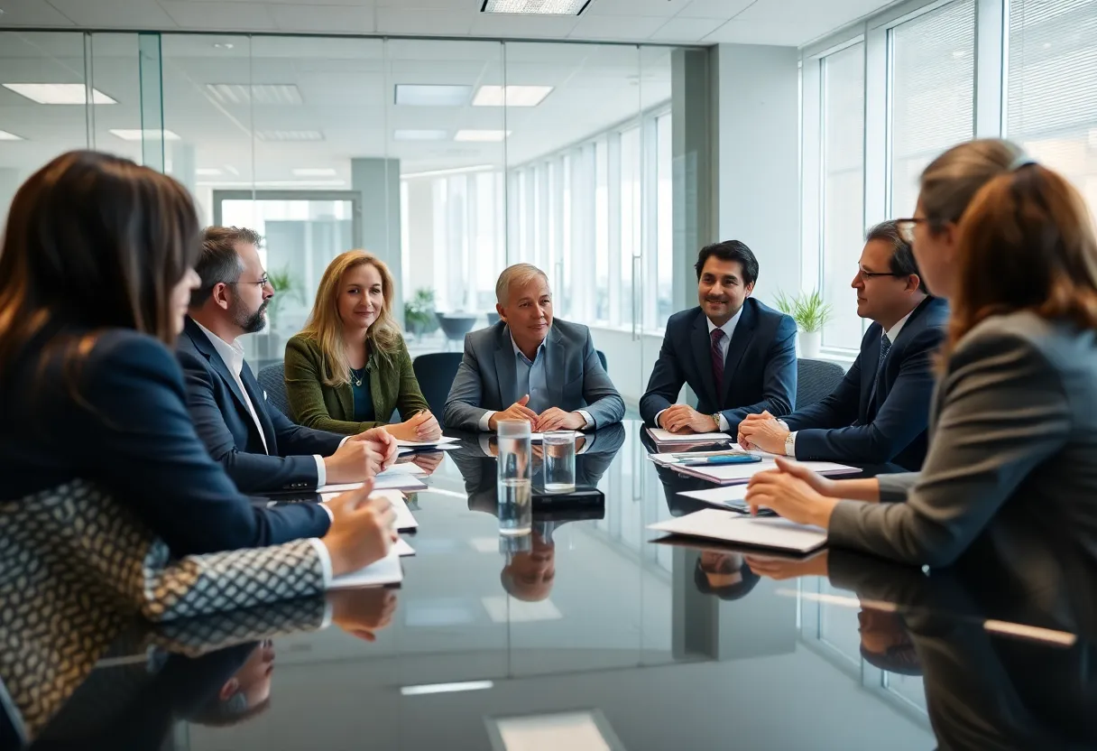 Political meeting discussing redistricting strategies