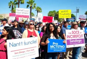 Campaign supporters at a political event in San Diego.