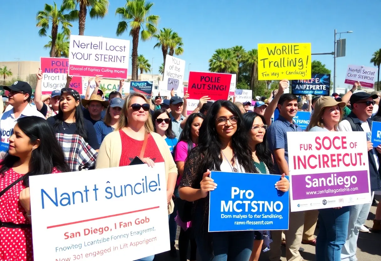 Campaign supporters at a political event in San Diego.