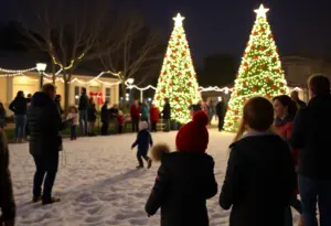 Families enjoying holiday festivities at North Pole by the Sea in Del Mar