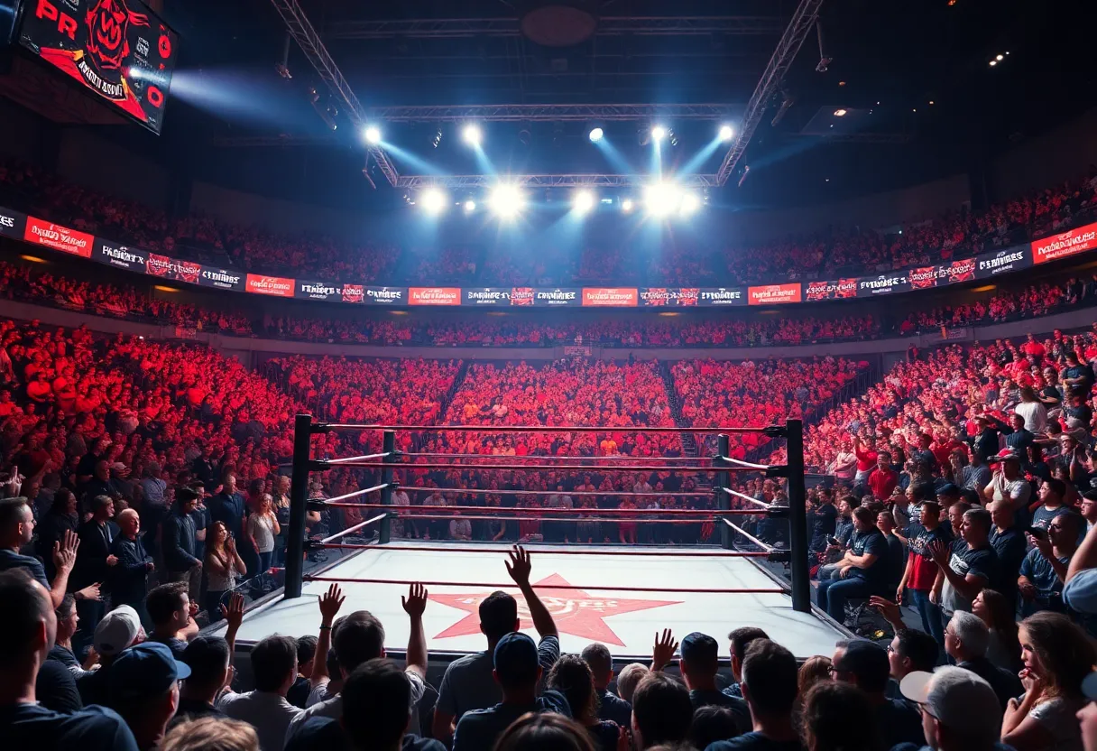 Dominik Mysterio celebrating his victory in the wrestling ring