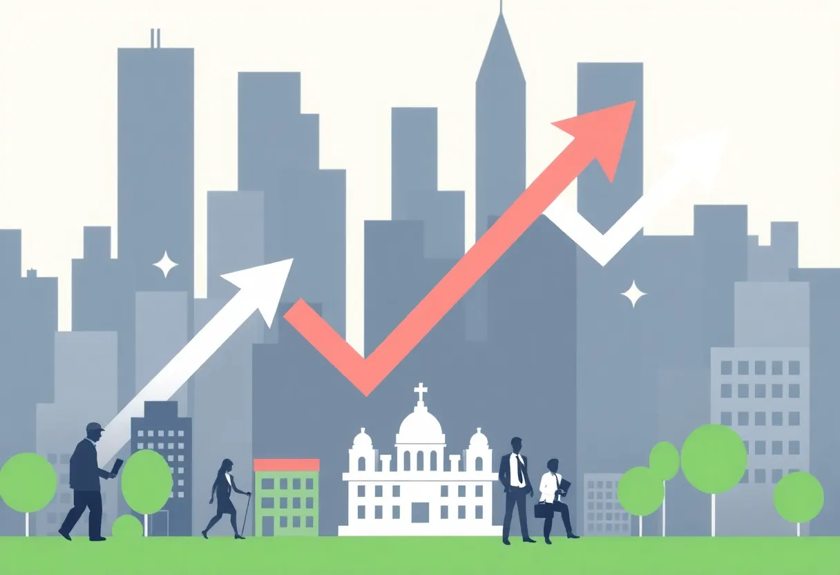 Illustration of economic trends illustrating unemployment fluctuations