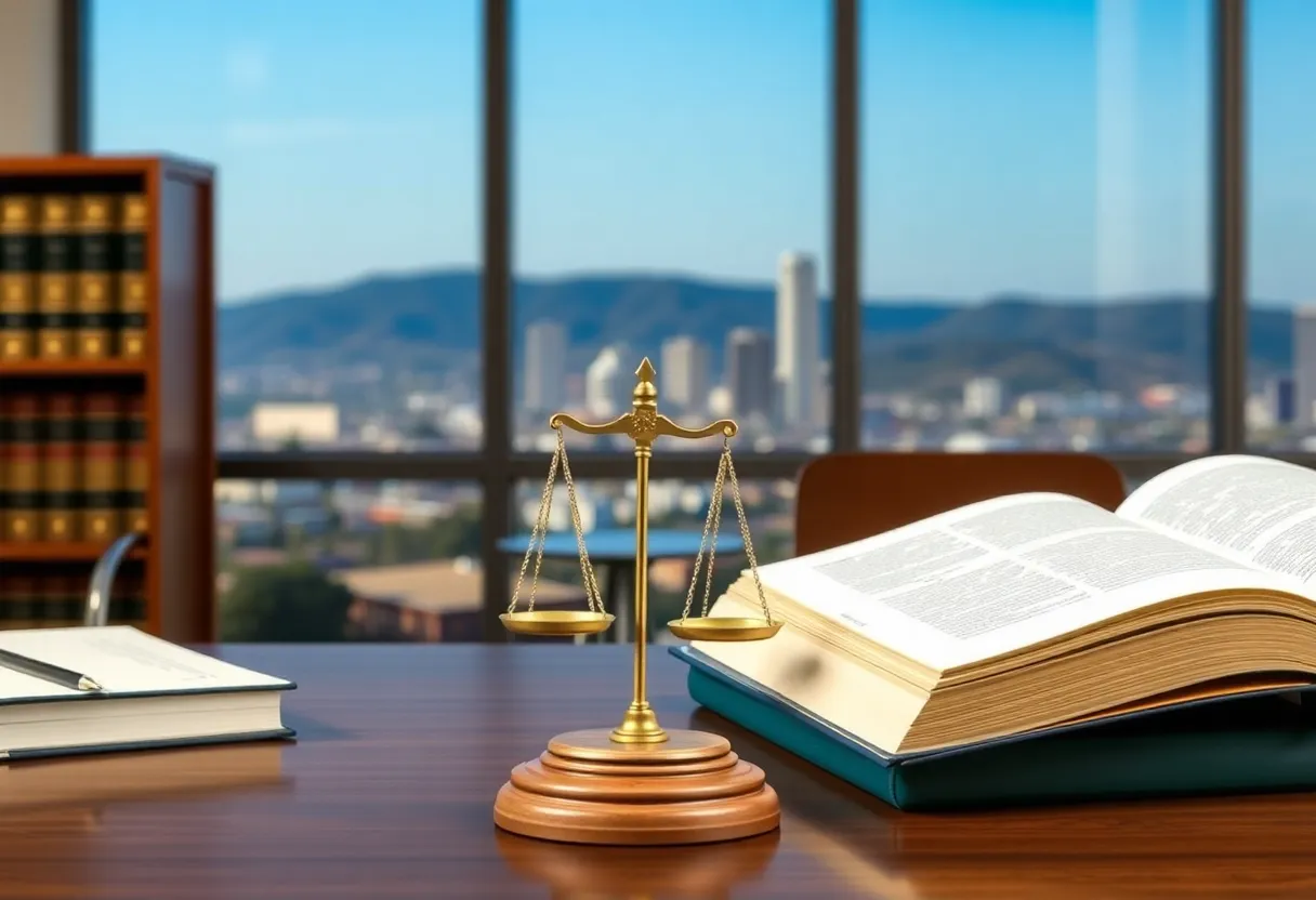 View of El Cajon city attorney office with legal books