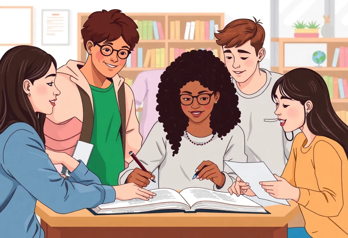 Students engaging in collaborative learning activities