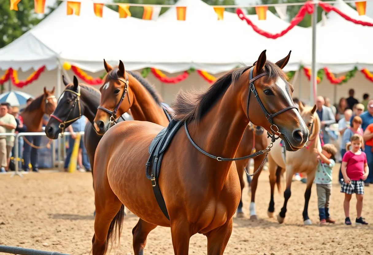 Families enjoying diverse horse performances at Equestfest