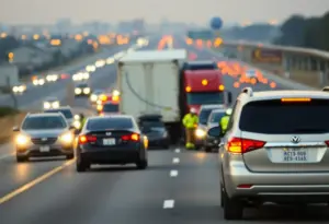 Scene of a fatal multi-vehicle crash involving a big rig on State Route 805 in San Diego.