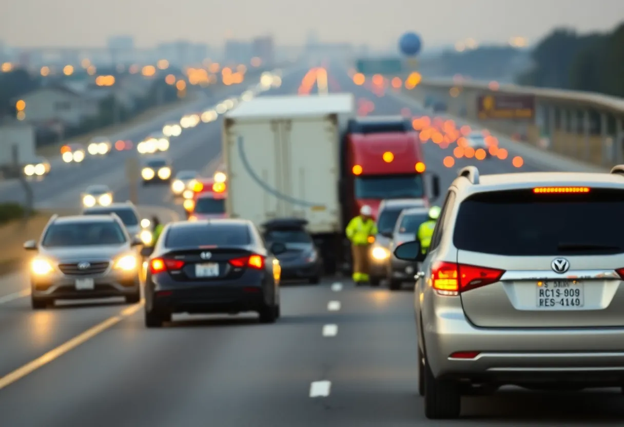 Scene of a fatal multi-vehicle crash involving a big rig on State Route 805 in San Diego.