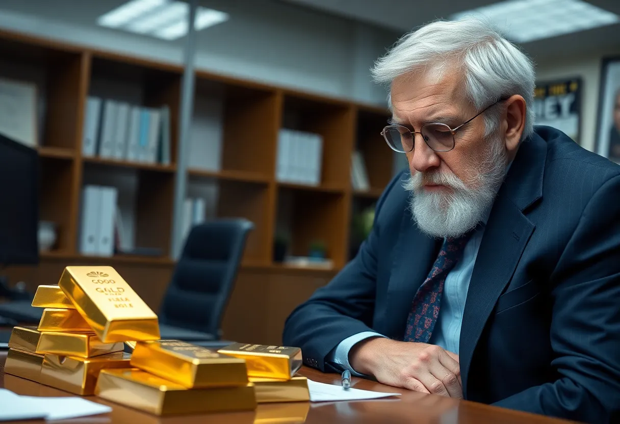 Concept image illustrating financial fraud involving gold bars.