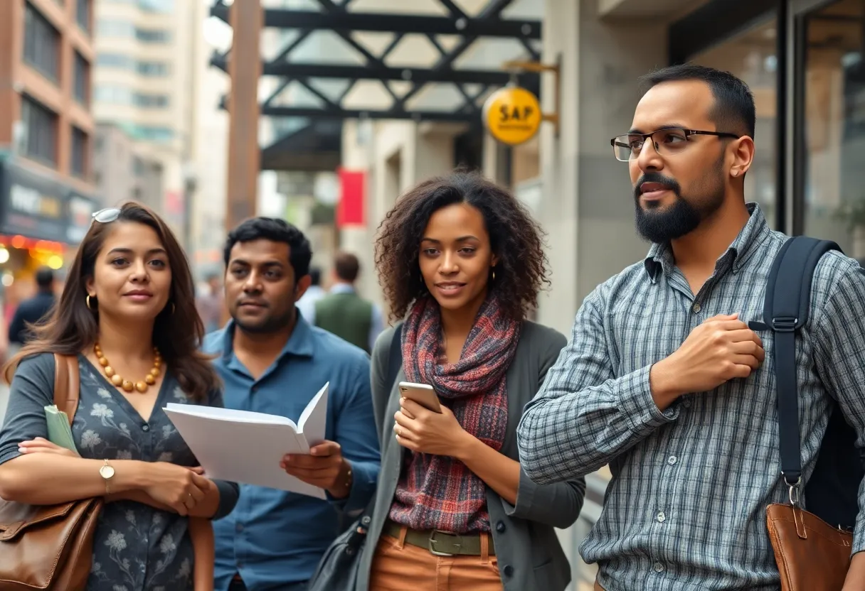 Small business owners discussing financing in a cafe.