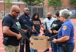 Residents participating in a gun buyback event in Chula Vista.