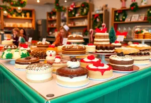 Assorted holiday desserts from local bakeries displayed beautifully