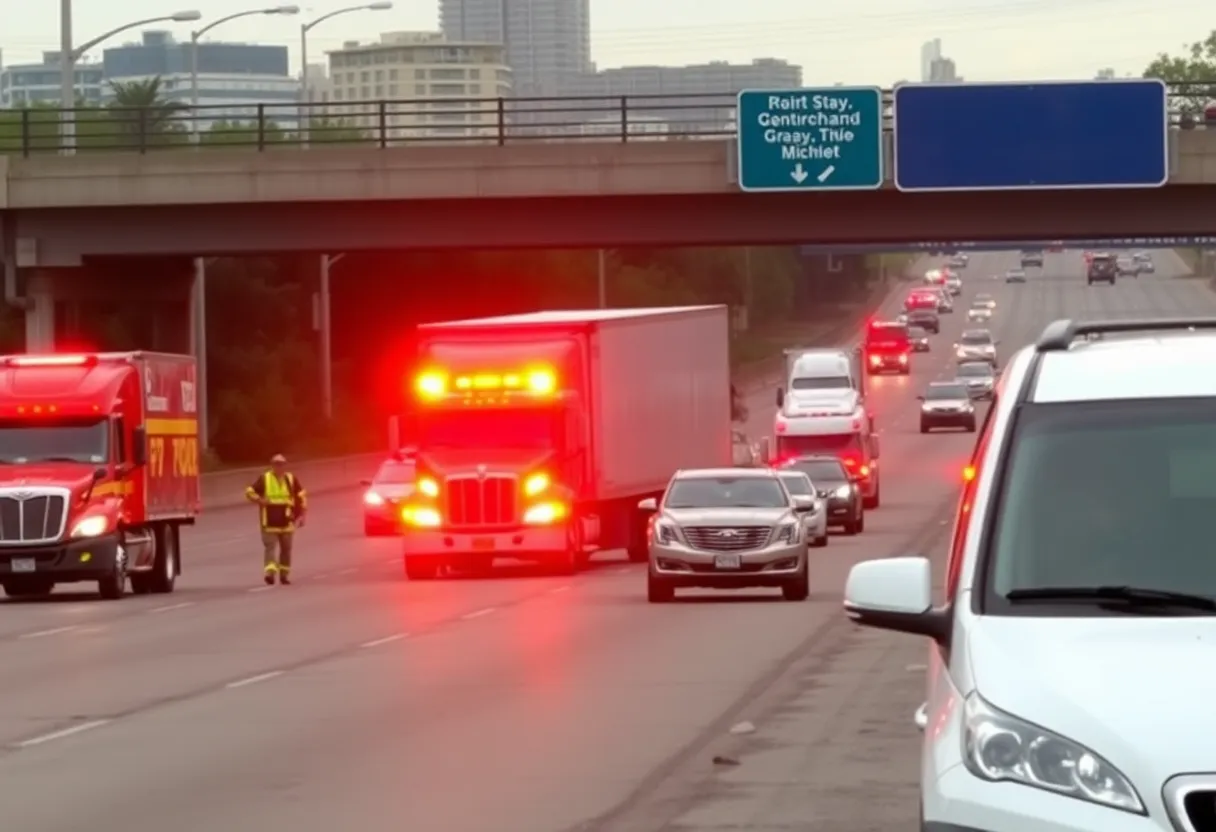 Traffic congestion on I-805 after a major crash involving a big rig.