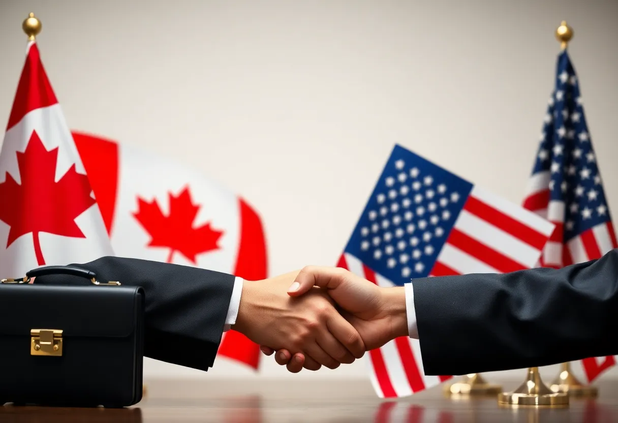 Flags of Canada and the United States symbolizing trade relations