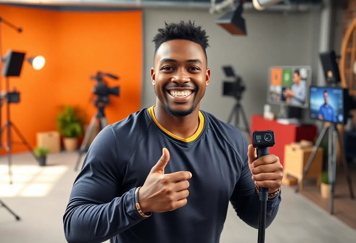 Depiction of an athlete transitioning into a media role