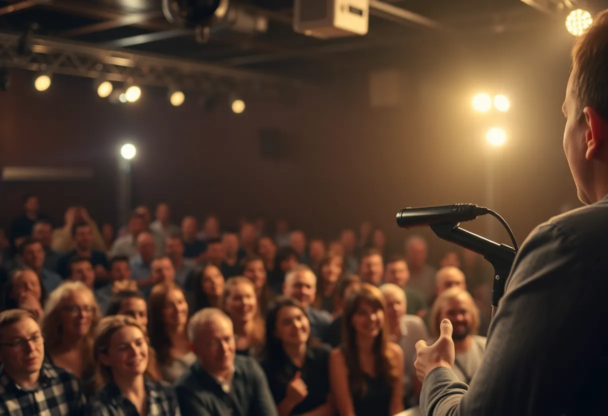 Audience enjoying a live comedy performance at a venue