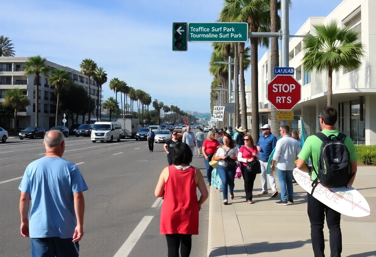 Activists gather along La Jolla Boulevard advocating for reduced speed limits.
