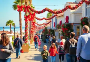 A festive holiday gathering in La Jolla, featuring decorations and community activities.