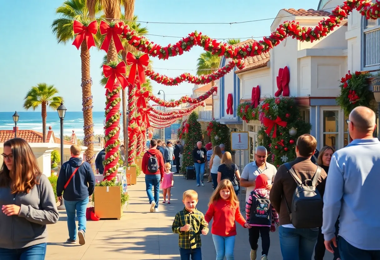 A festive holiday gathering in La Jolla, featuring decorations and community activities.