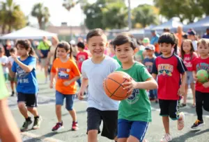 Children participating in youth sports activities supported by LA84 Foundation grants