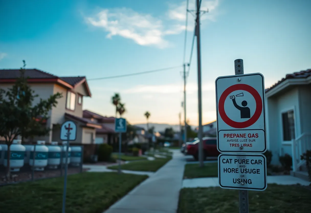 Residential area in Lemon Grove with safety signs