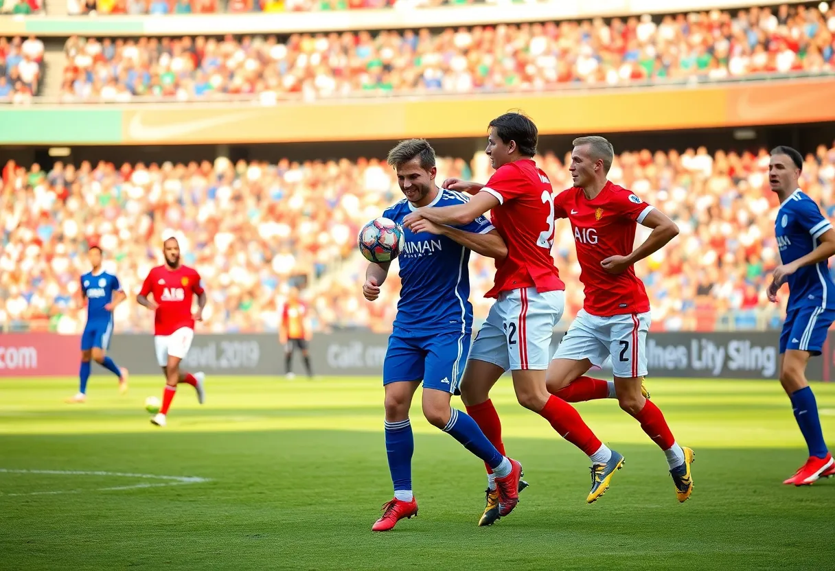 San Diego FC players celebrating a successful player transfer