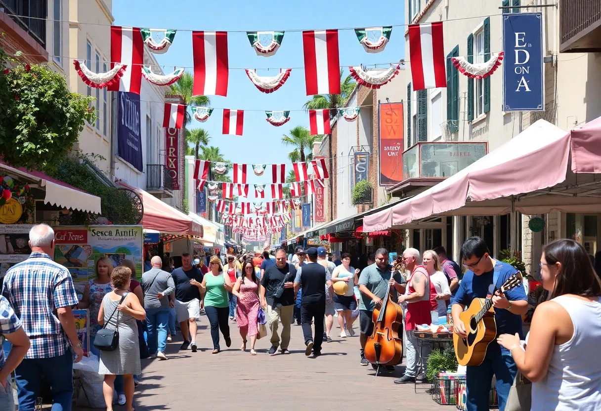 Community events in San Diego's Little Italy showcasing vendors and musicians