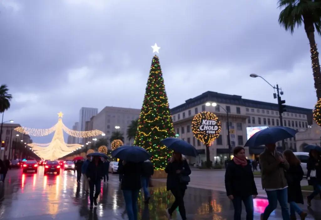 Rainy weather in Los Angeles during Christmas