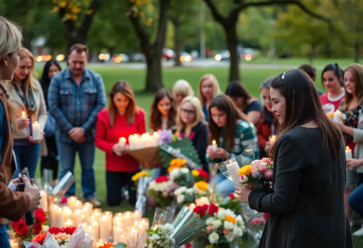 Community memorial for young sisters who died in mobile home fire.