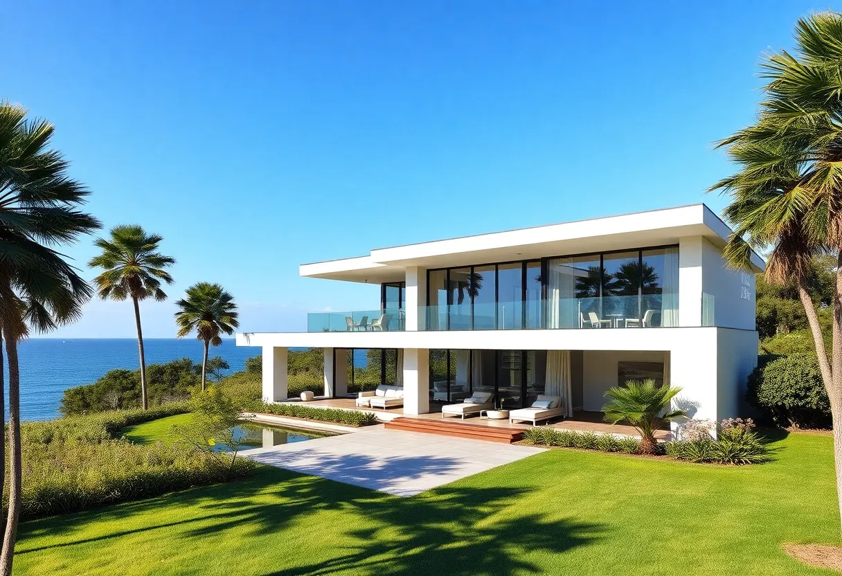 Architectural rendering of a new two-story residence in La Jolla Shores