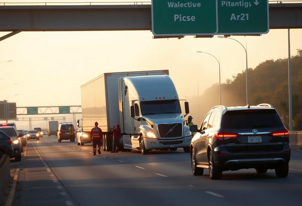 Multi-vehicle crash involving a big rig on I-805