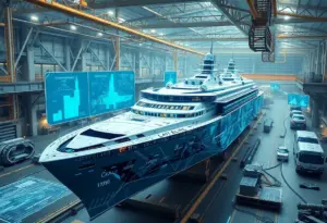Advanced shipbuilding technologies in a modern shipyard