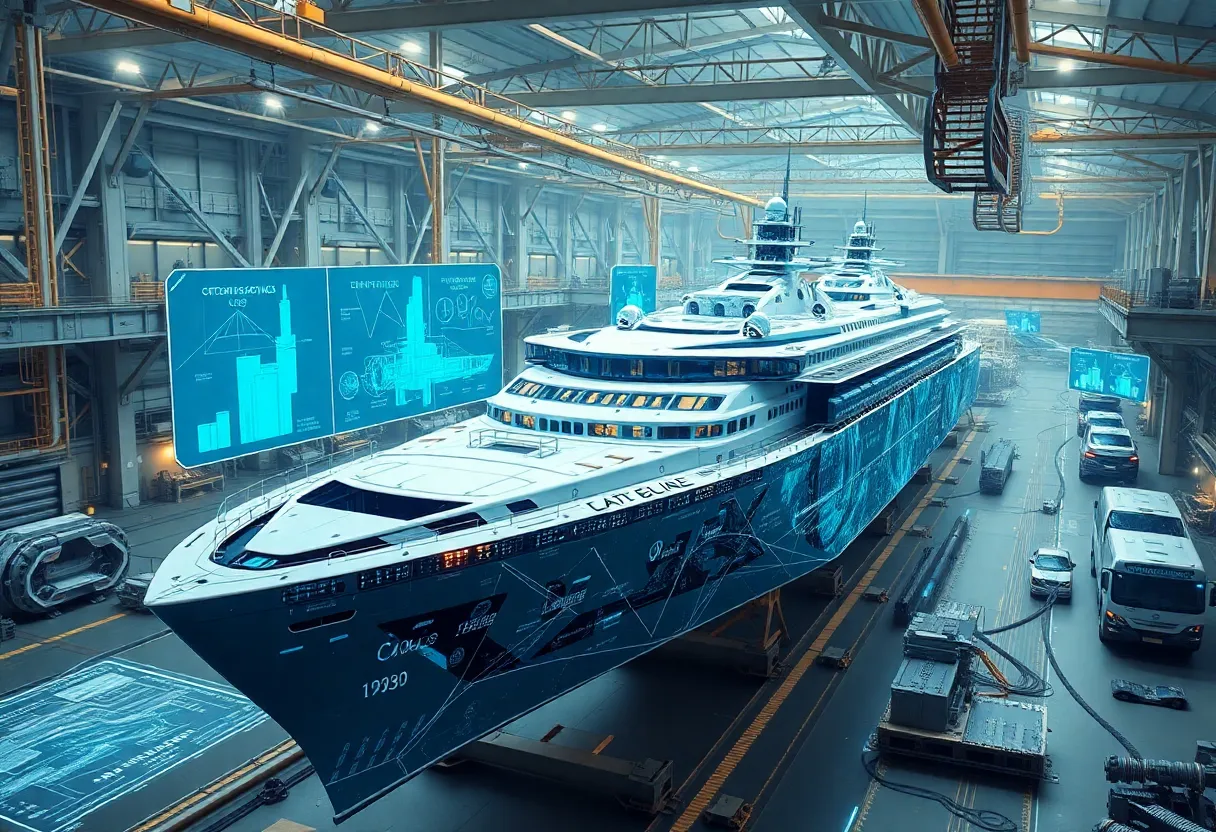 Advanced shipbuilding technologies in a modern shipyard