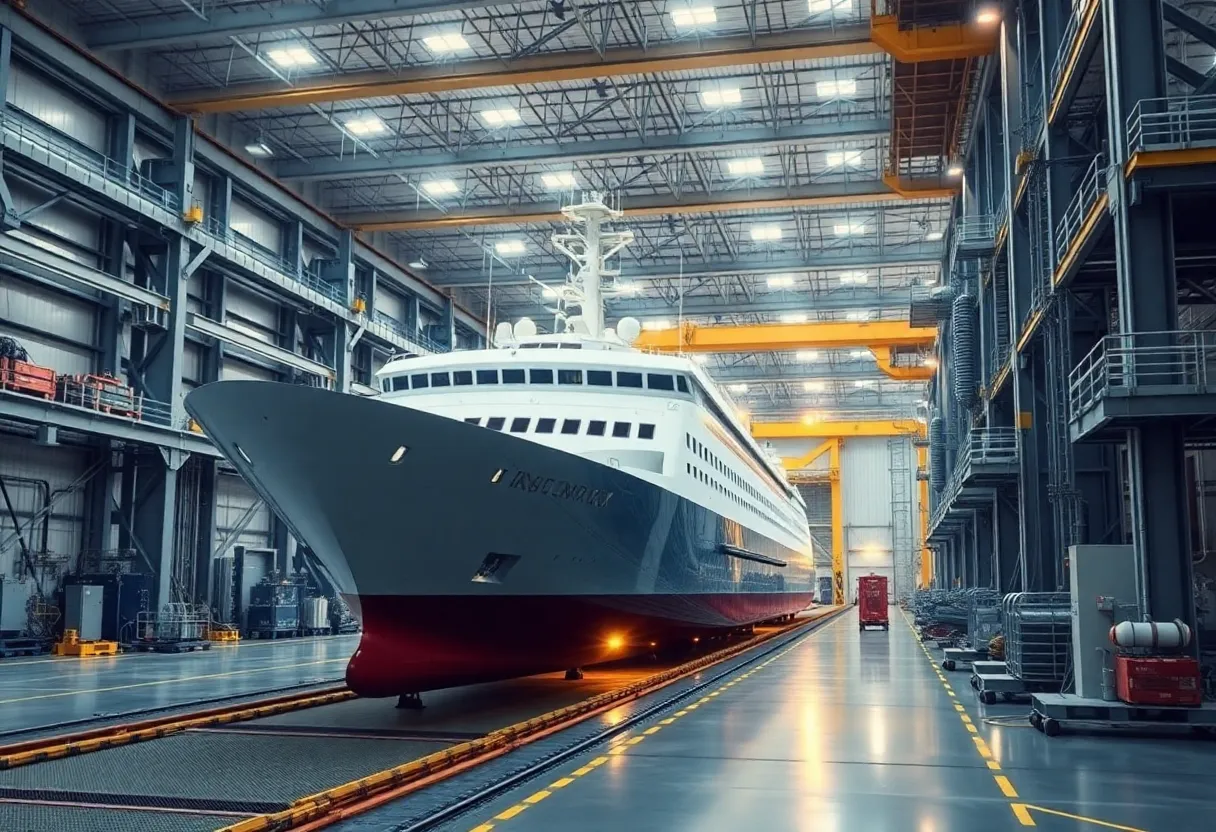 Navy shipbuilding facility with AI technology