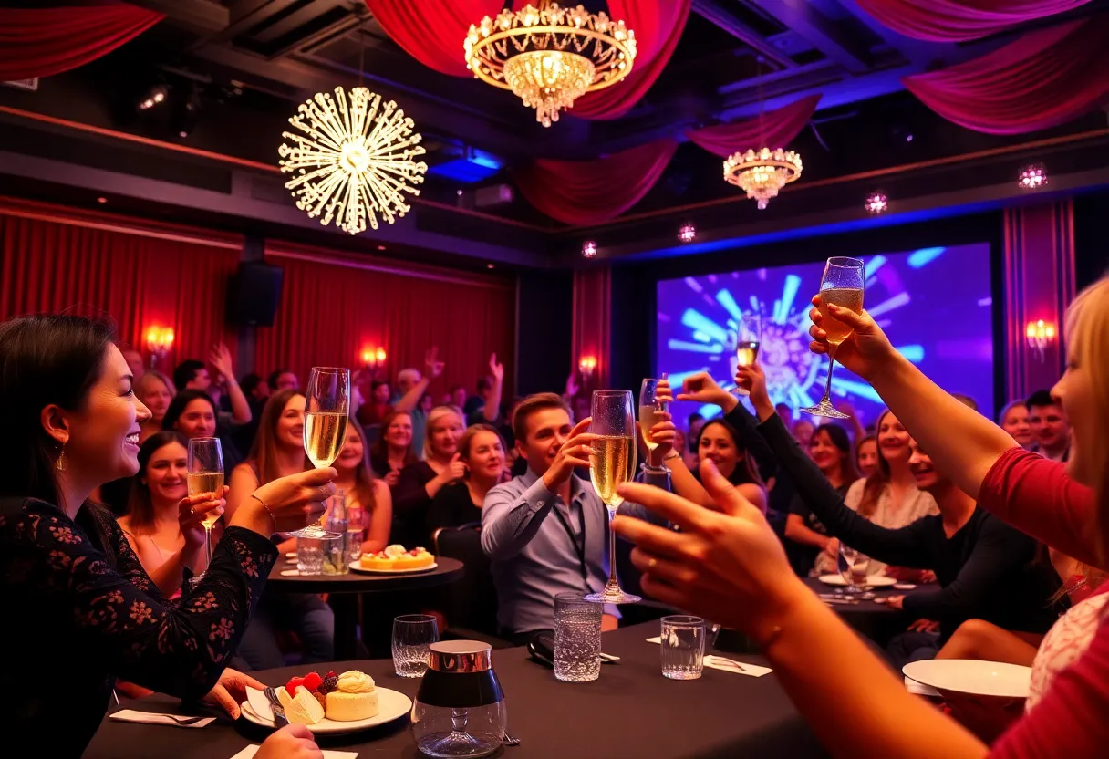 Audience enjoying comedy show at NCT's New Year's Eve event