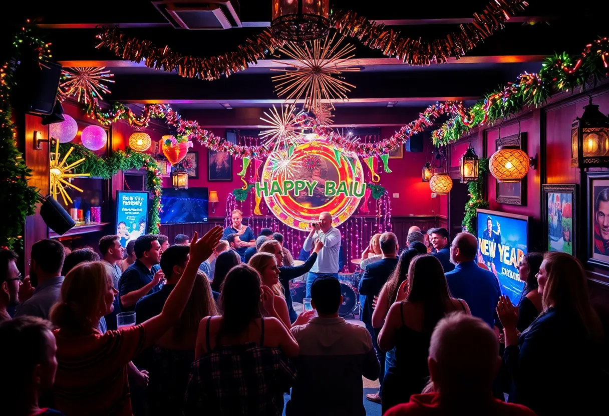 Guests enjoying a New Year's Eve celebration at Patrick's Gaslamp Pub