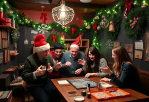Participants enjoying a holiday-themed escape room.