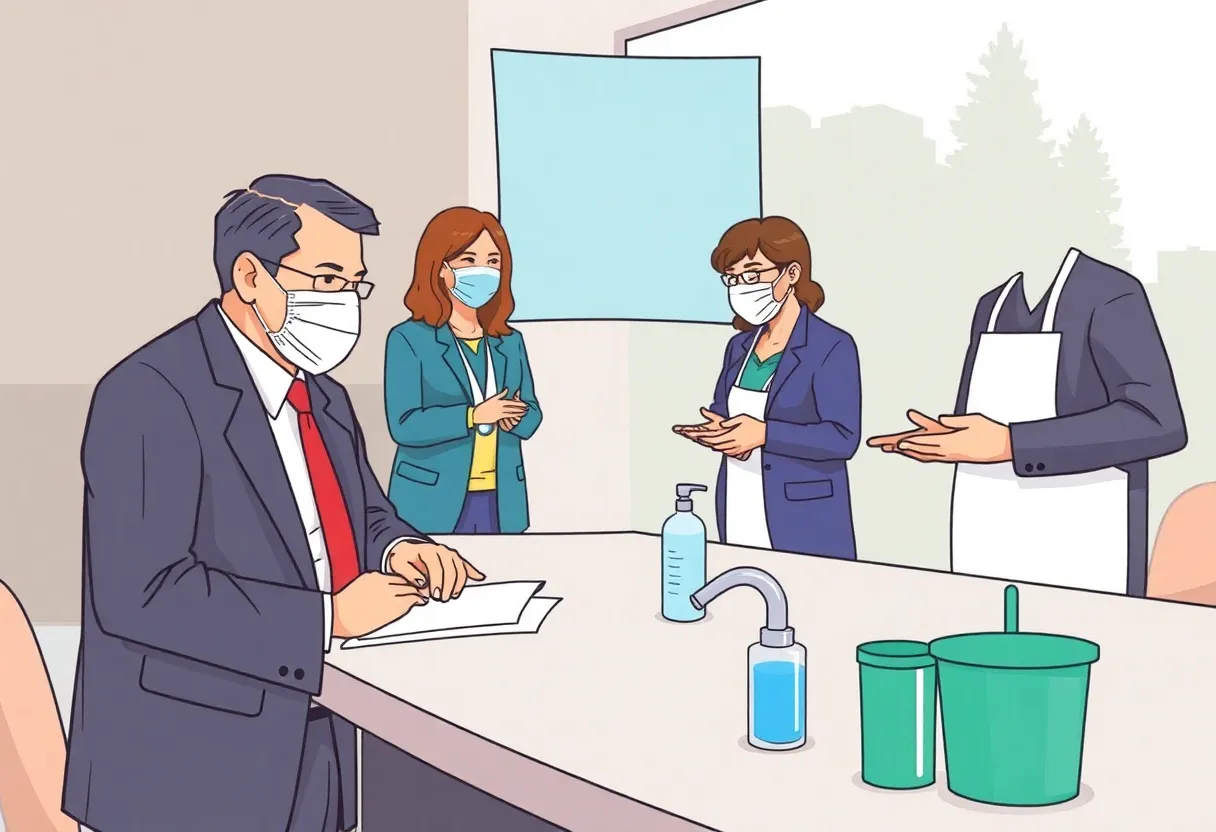 Health officials discussing norovirus prevention in California.