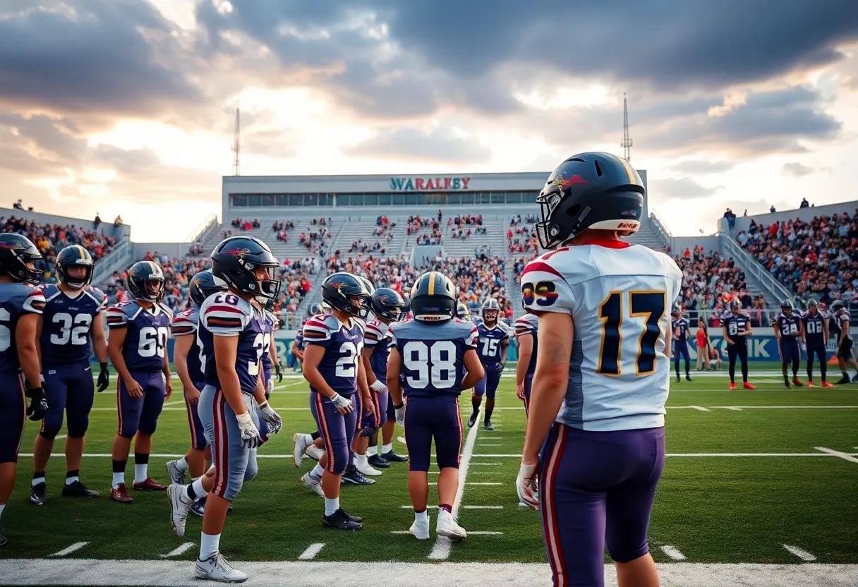 High school football team preparing for the Alex Spanos Classic All-Star Game