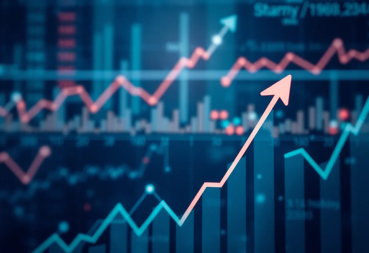 Graphic abstract showing stock market trends and investment growth.