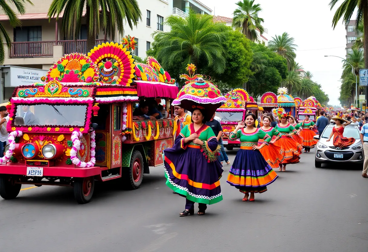 Participants in traditional attire during the Our Lady of Guadalupe procession in North Park.